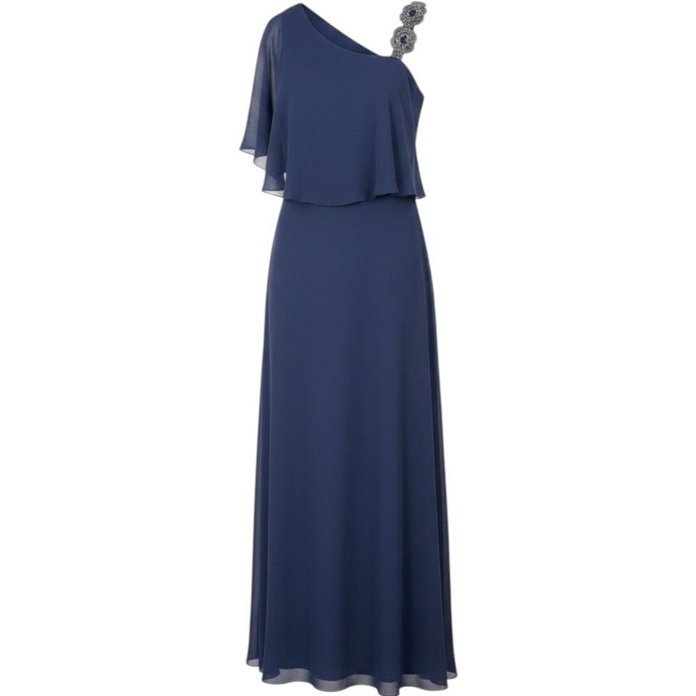 Ursula of Switzerland size 18 Blue One-Shoulder Evening Dress Embellished Strap